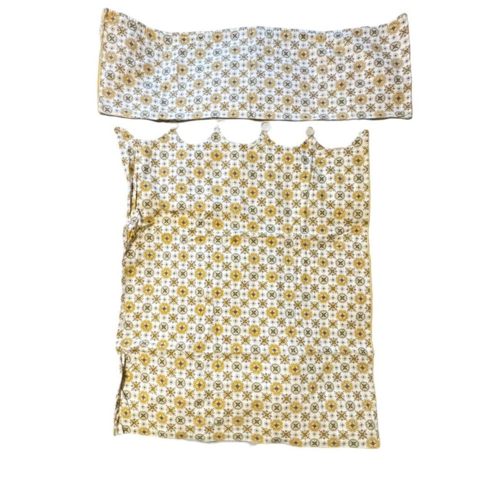 Spring Cottage Vintage Mod Curtain Valance Set Homemade 60s 70s MCM Geometric
